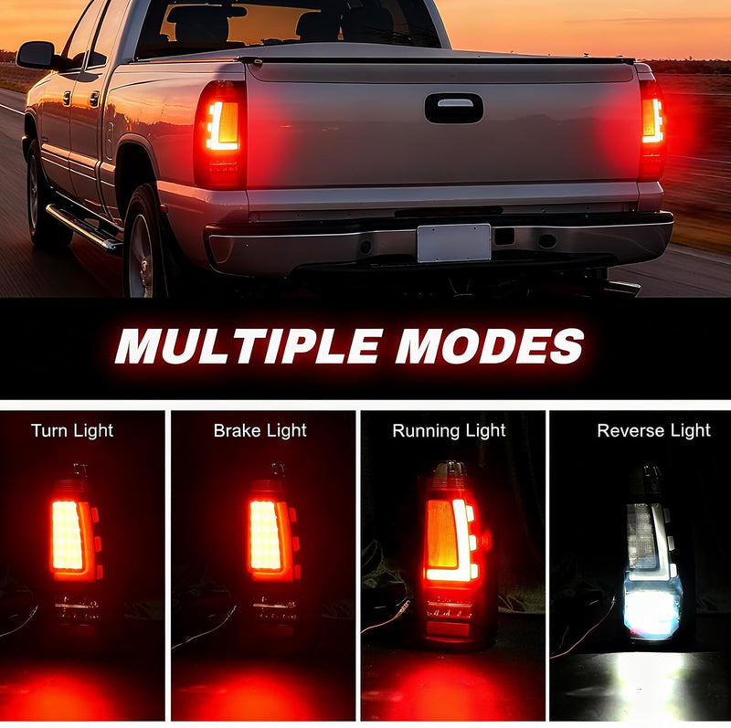 OKSIWA Full LED Tail Lights Assemble Compatible for 1999-2006 GMC Sierra 1500/2500/3500 & 1999-2002 Chevy Silverado 1500/2500 With Start-Up Animation, Dynamic Turn Signals, Brake Light,Reverse Light-2