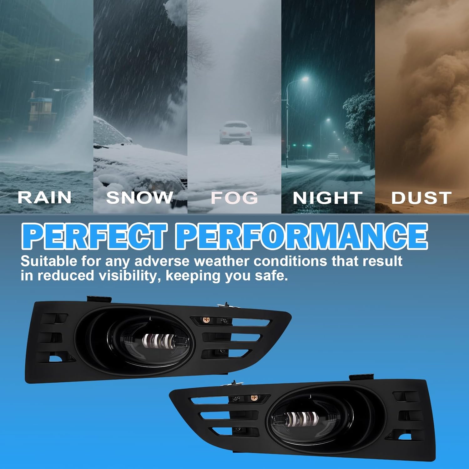 OKSIWA LED Fog Lights for Honda Accord 2003 2004 2005, Front Bumper Fog Lamps with Switch & Wiring Harness, Plug-and-Play Installation-7