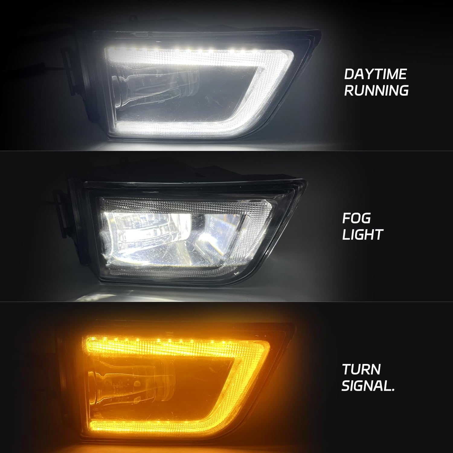 DOT approved LED Fog Lights with DRL & Turn Signal for 2003-2005 Toyota 4Runner Clear Lens Plug & Play-3