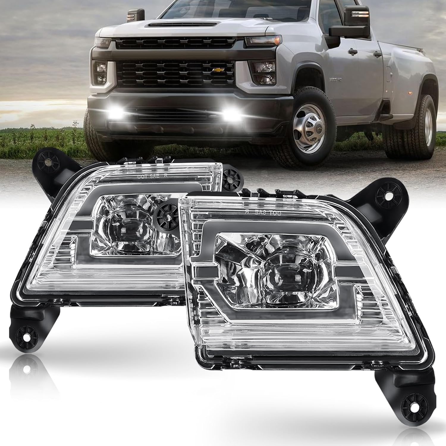DOT Compliant LED Fog Lights with Clear Lens for 2019-2023 Chevy Silverado Plug & Play