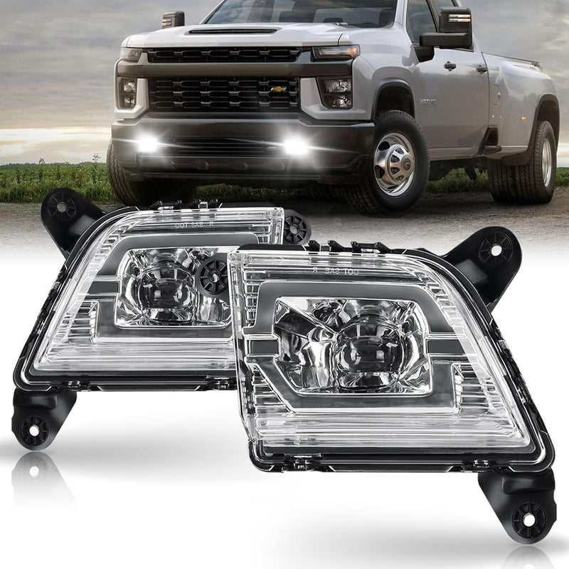 DOT Compliant LED Fog Lights with Clear Lens for 2019-2023 Chevy Silverado Plug & Play-1