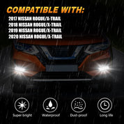 OKSIWA LED Fog Lights with DRL,Compatible with Nissan Rogue/X-Trail 2017 2018 2019 2020 (Not Fit Sport Models),Fog Lights Bumper Driving Lamps Assembly, Clear Lens, White