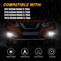 OKSIWA LED Fog Lights with DRL,Compatible with Nissan Rogue/X-Trail 2017 2018 2019 2020 (Not Fit Sport Models),Fog Lights Bumper Driving Lamps Assembly, Clear Lens, White-2