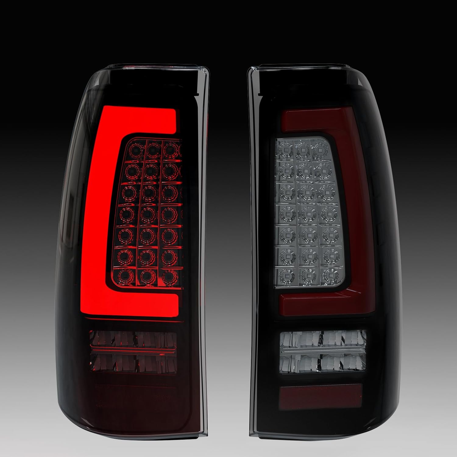 OKSIWA FULL LED Tail Light for 2003-2006 Chevy Silverado,Unique Shaped Design Running light,Turn Signal, Reverse Light, Rear Lights Set, Easy to Install,Waterproof