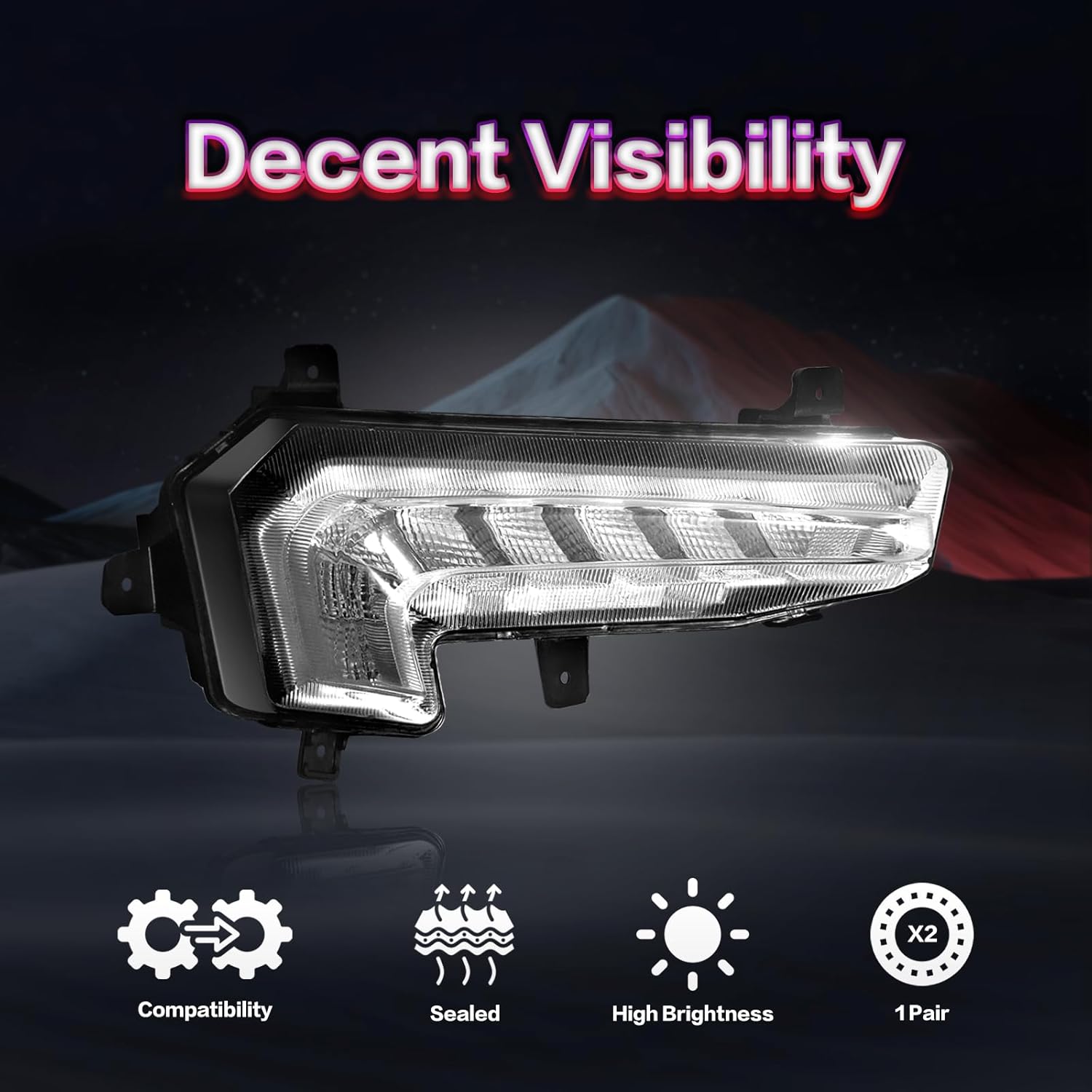 OKSIWA LED Fog Light for 2016 2017 2018 Chevy Malibu, Front Driving Fog Lamps Replacement Kit, Clear Lens (Right)