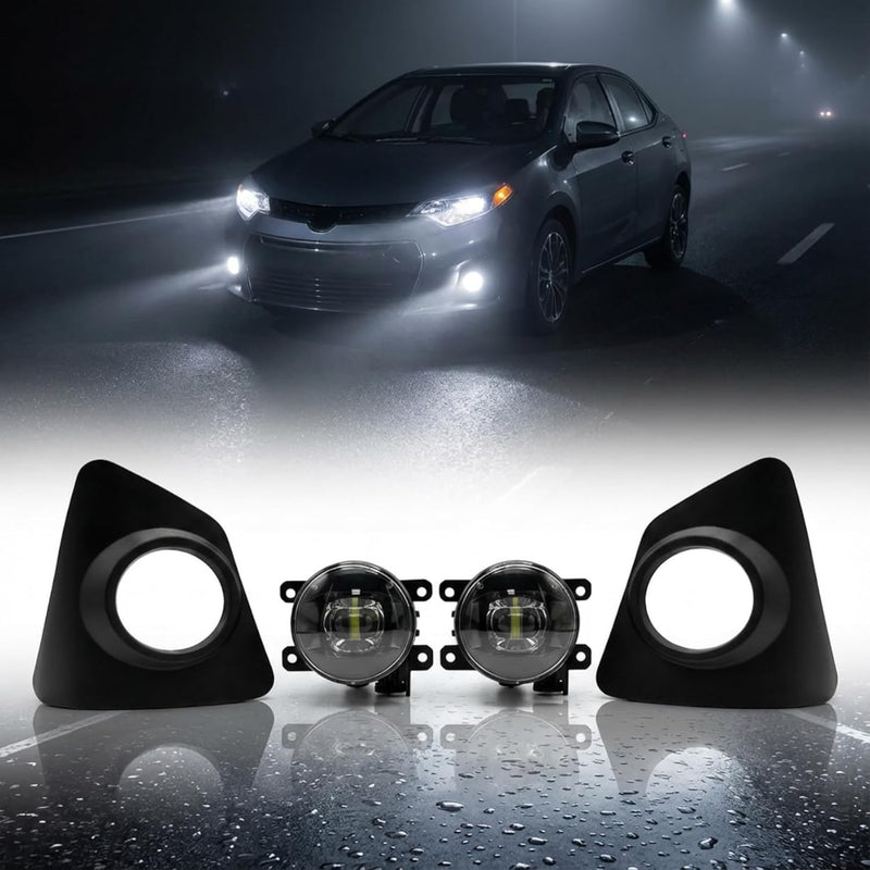 OKSIWA LED Fog Light for 2014 2015 2016 Toyota Corolla S SE,Fog lamp Assembly Replacement, IP67 Waterproof, Clear Lens,Include Fog Wiring Harness-1