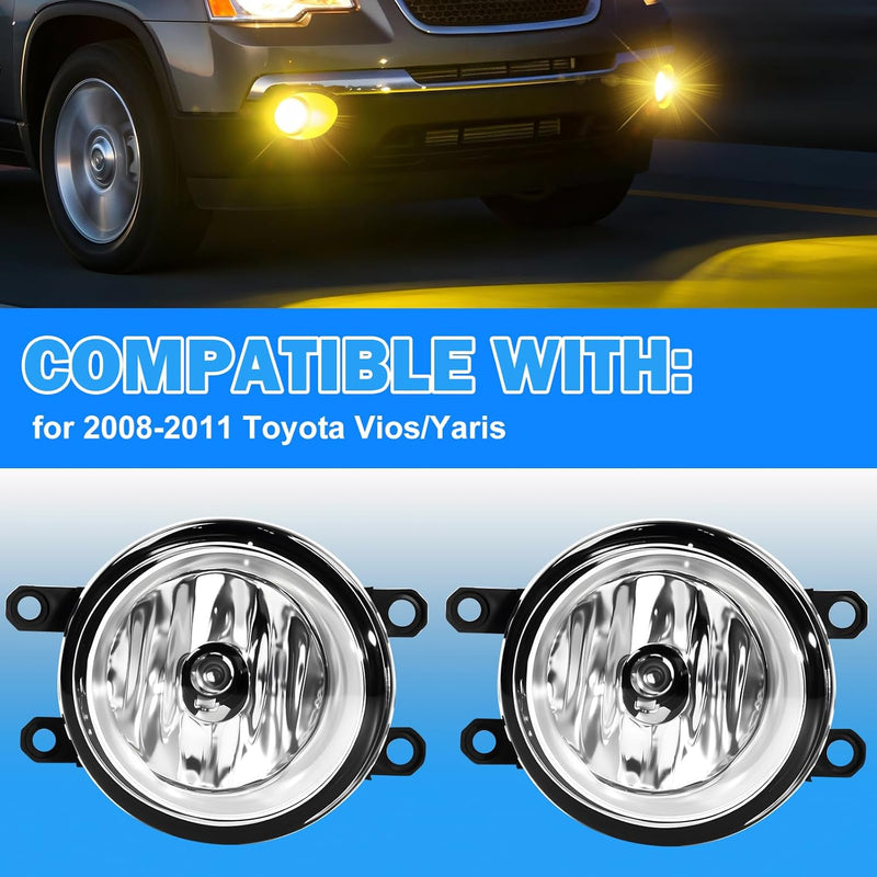 OKSIWA Fog Lights Fit for 2008-2011 Toyota Vios/Yaris Bumper Driving Fog Lamps Assemblies w/Switch and Wiring Harness-2