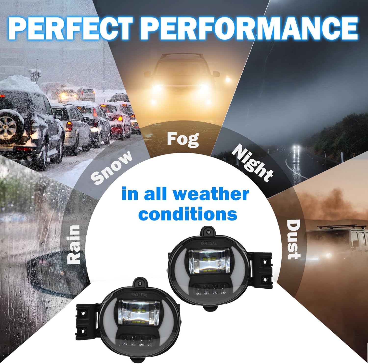 OKSIWA LED Fog Lights Compatible With 2002-2009 Ram 1500 2500 3500/2004-2006 Durango Pickup Truck 2002-2008 Ram Front Bumper Driving Fog Lamp 1 Pair of Fog Lights Clear Lens-7