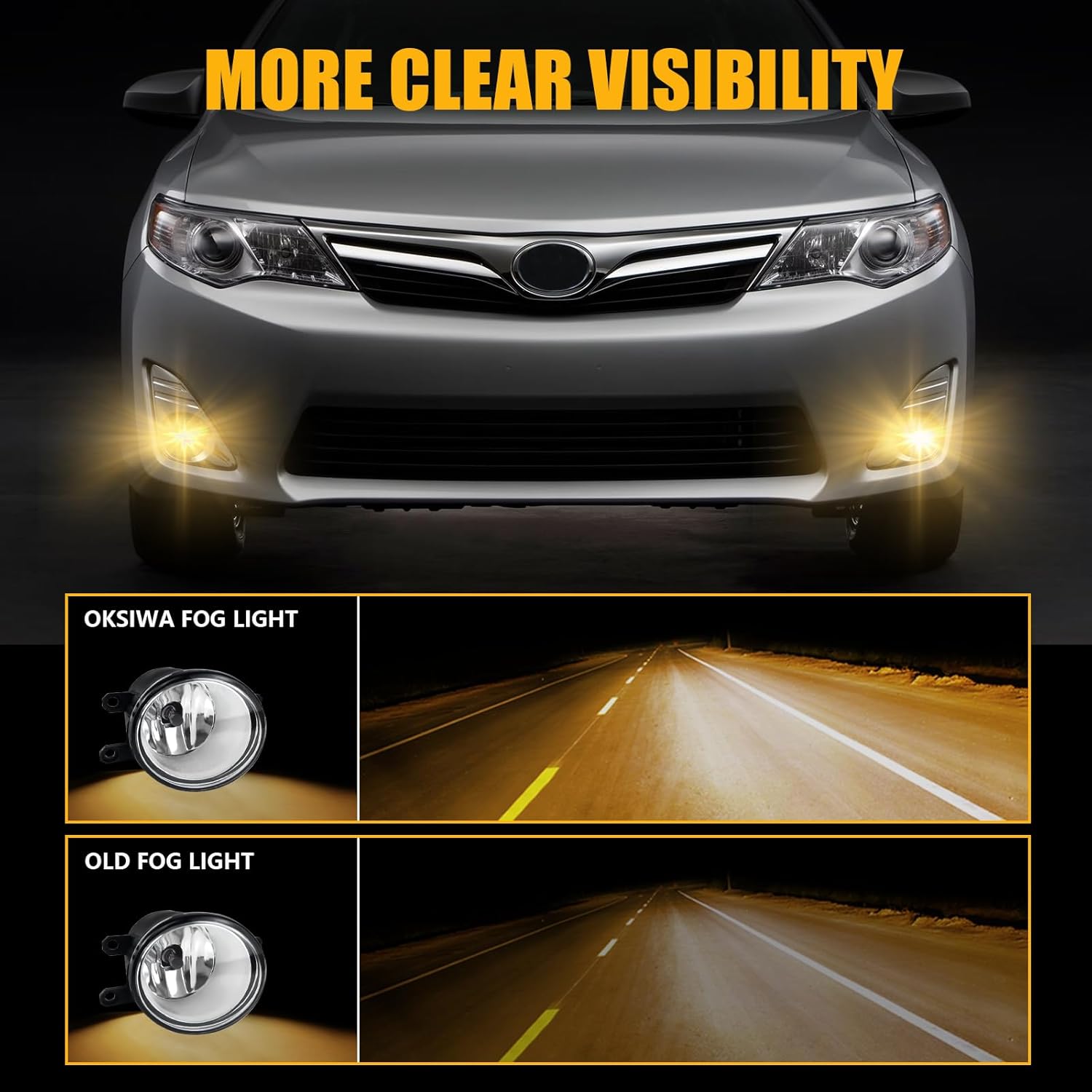 OKSIWA Halogen Fog Lights for 2012 2013 2014 Toyota Camry(not for SE models),Front Bumper Driving Light kit,Fog Lamps Assembly Replacement with Switch, Wiring Harness,Plug and Play,Chorme Bezels