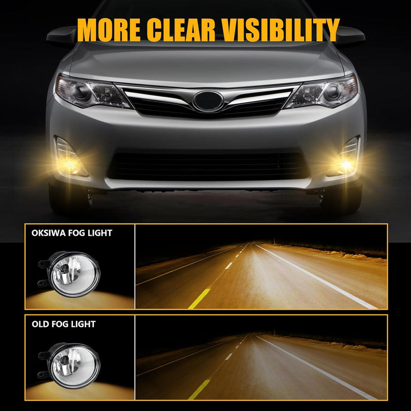 OKSIWA Halogen Fog Lights for 2012 2013 2014 Toyota Camry(not for SE models),Front Bumper Driving Light kit,Fog Lamps Assembly Replacement with Switch, Wiring Harness,Plug and Play,Chorme Bezels-4