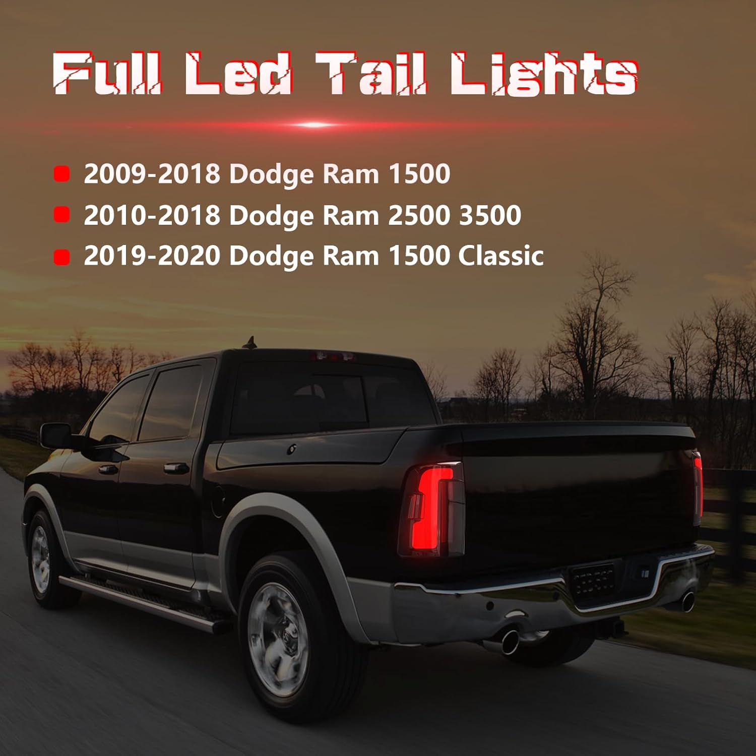 OKSIWA Sequential Full Led tail lights for 2009-2018 Dodge Ram (Not fit for 2014 Dodge Ram 1500) Starting Animated Rear Light Assembly,Brake Light,Reverse Light,Dynamic Turn Signal,Smoked-3