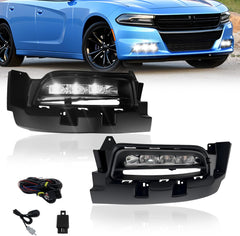 OKSIWA LED Fog Lights Assembly Compatible With 2015 2016 2017 2018 2019 2020 Dodge Charger Front Bumper Driving Fog Lamp Fog Light Kits-1