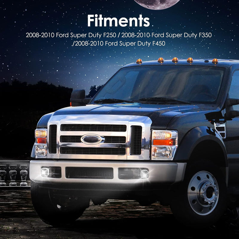 DOT Approved LED Fog Lights with Clear Lens for 2008-2010 Ford F250 F350 F450 Super Duty Plug & Play-3