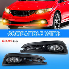OKSIWA Fog Lights Fit for 2013-2015 Civic Front Bumper Driving Fog Lamps Replacement w/Switch Wiring Harness H11 12V 55W Bulbs-3