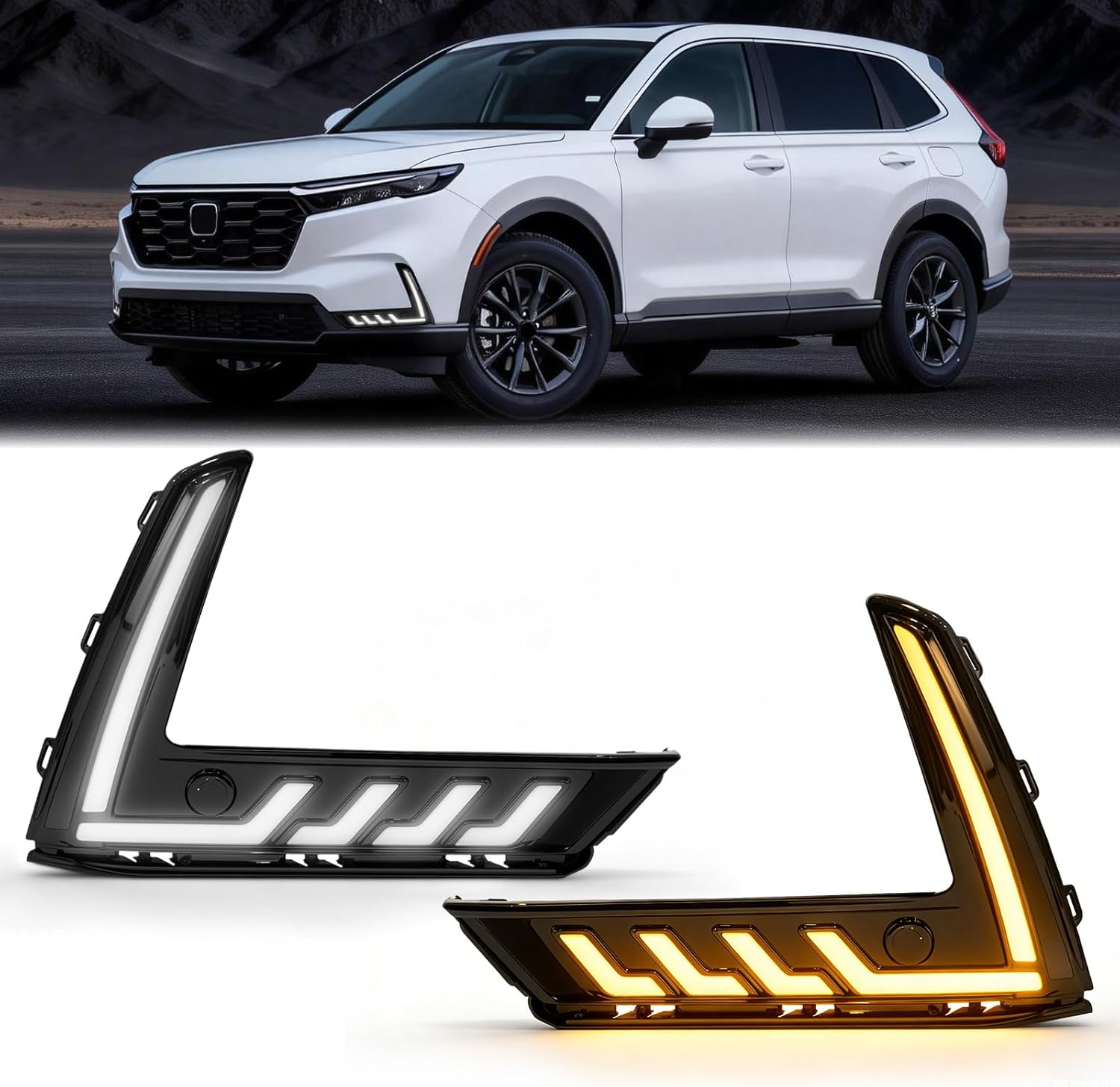 3-Color LED DRL with Startup Animation & Wiring Harness for 2023-2025 Honda CR-V White/Amber/Blue Plug & Play-1