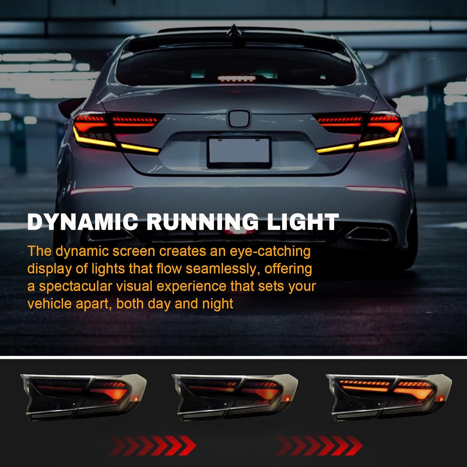 OKSIWA Full LED Tail Lights for Honda Accord 2018 2019 2020 2021 2022 (10th & 10.5th Gen) | 18-22 Accord Rear Lights with Start-Up Animation, Turn Signals, Brake Lights, and Reverse Lights-3