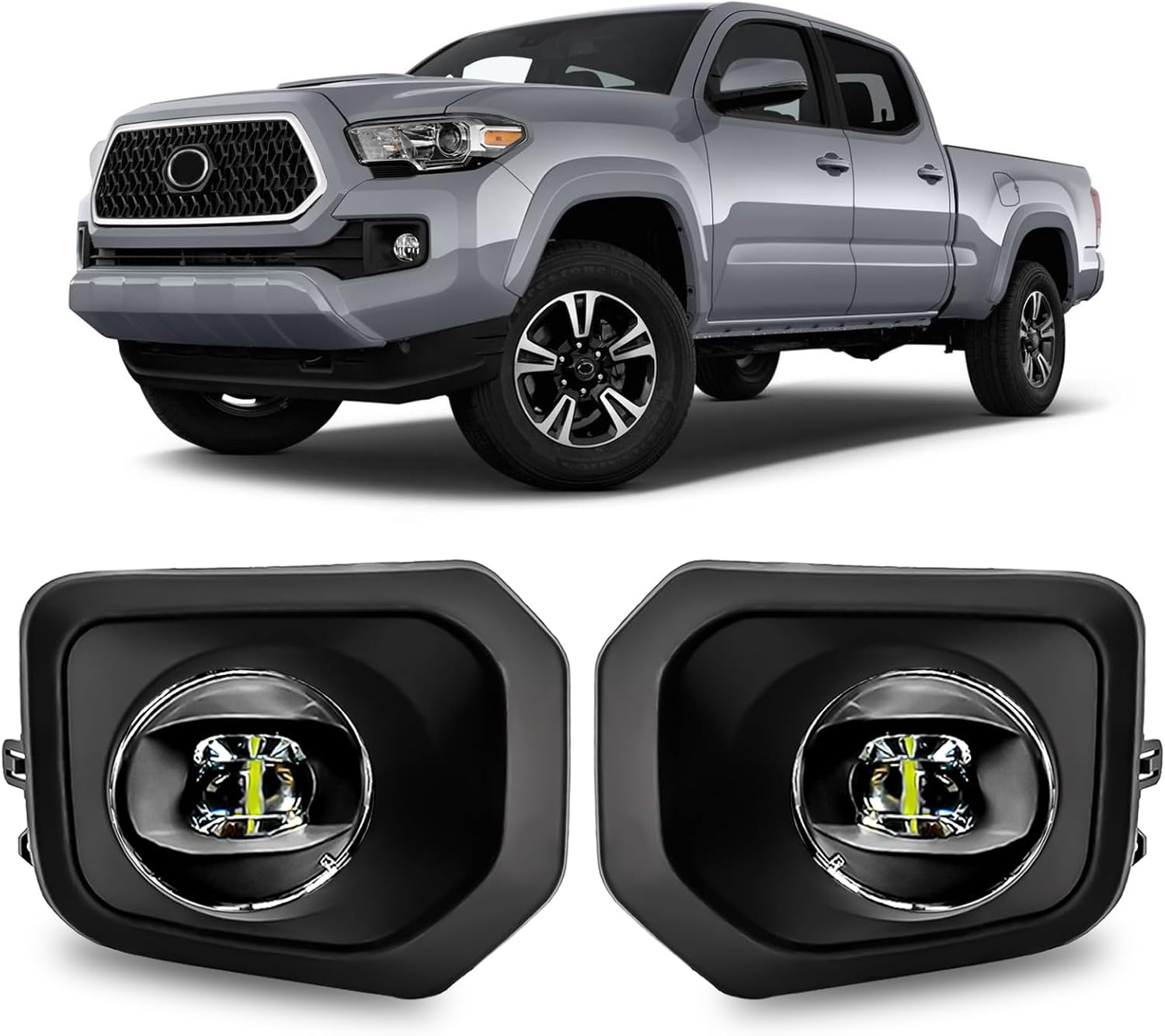 OKSIWA LED Fog Lights,Compatible with 2016-2023 Toyota Tacoma(Fits SR,SR5 Model Only), Front Bumper Driving Light, with Wiring Harness, Switch,Easy to Install (Black Bezels)