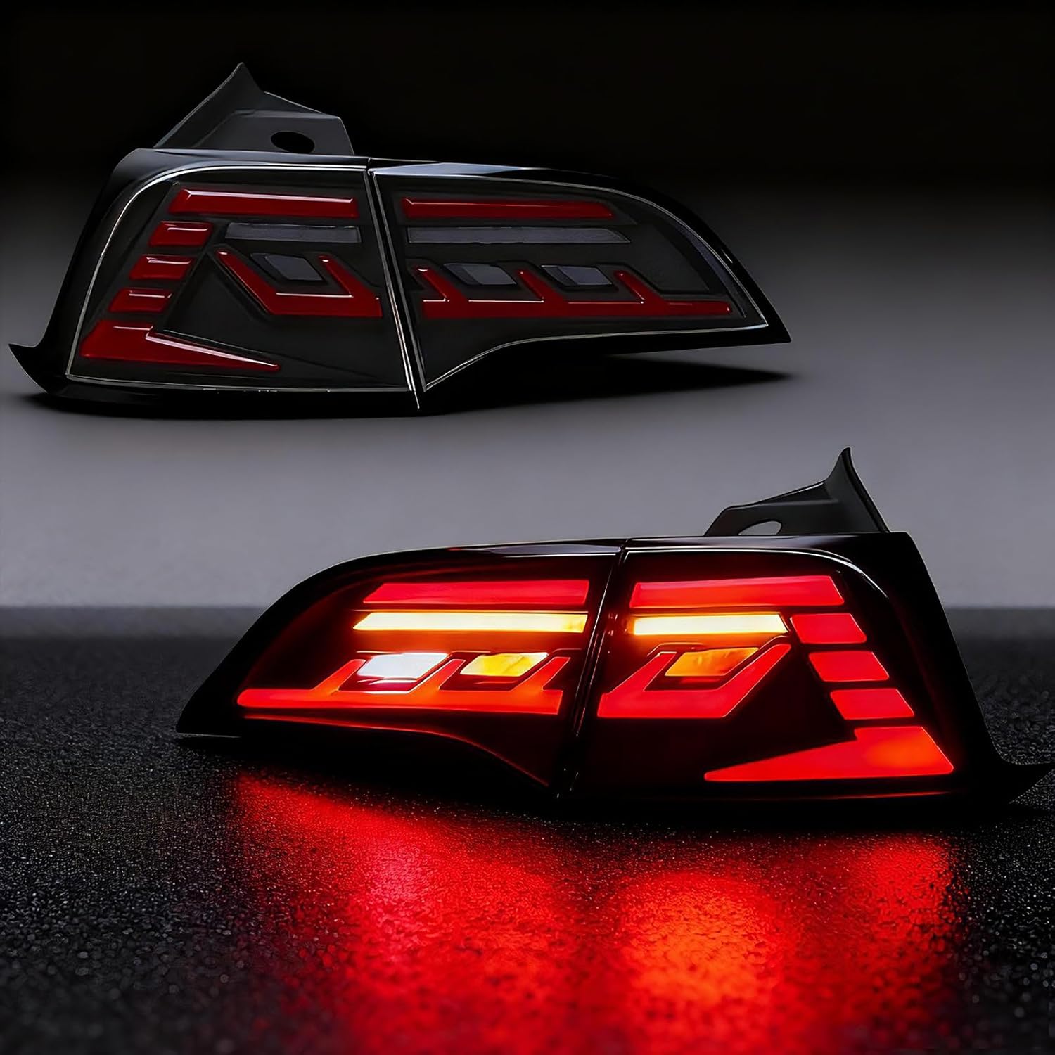 OKSIWA Sequential LED Tail Lights Compatible with 2017 2018 2019 2020 2021 Tesla Model 3/Y, Starting Animated Tail Light Assembly, Brake Turn Signal Lights, Reverse Lights, Rear Lights