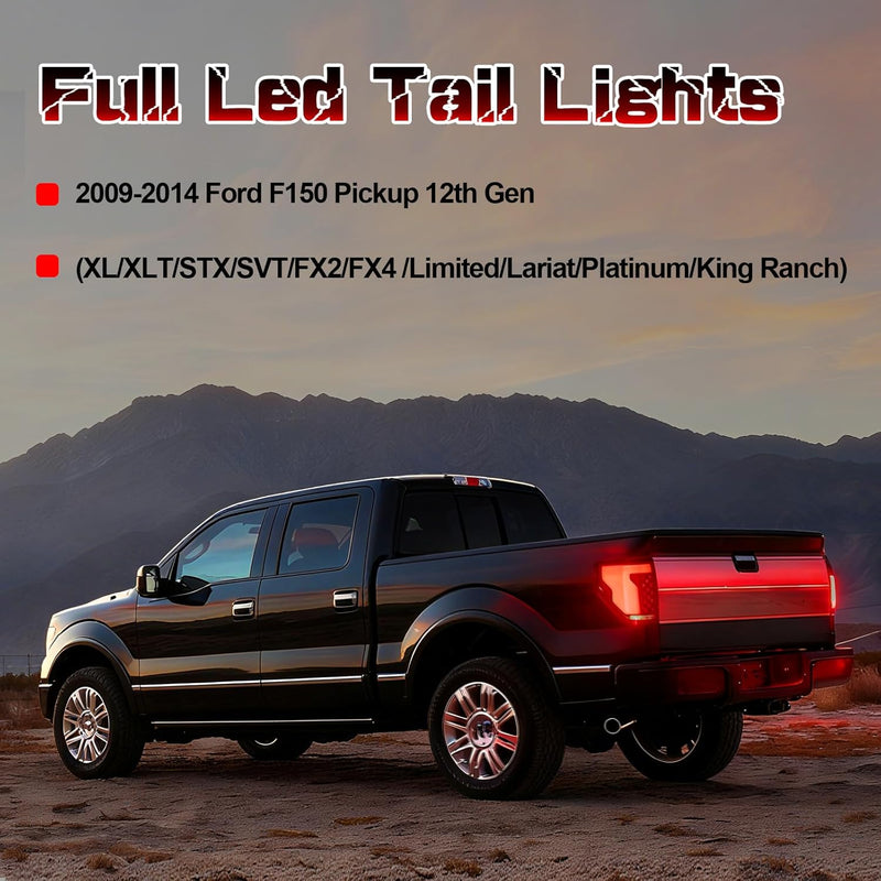 OKSIWA Sequential Full Led tail lights Compatible with 2009 2010 2011 2012 2013 2014 Ford F150 Starting Animated, Dynamic Turn Signal,Brake Light, Reverse Light Rear Light Assembly Smoked-3