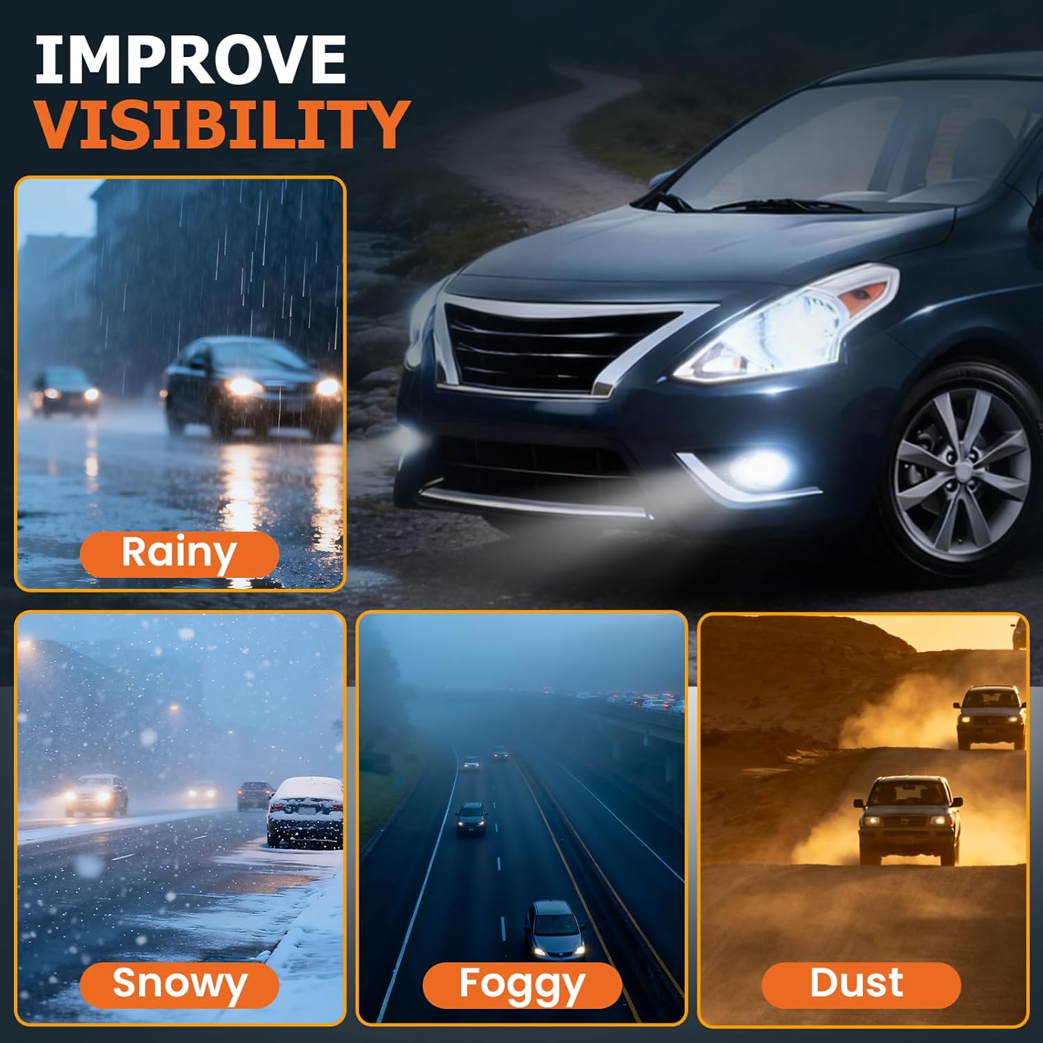 OKSIWA LED Fog Lights Compatible With 2015-2019 Sunny/Versa Sedan Front Bumper Lamps Driving Fog Lamps Clear Lens Left Driver and Right Passenger Side-7