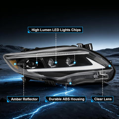 LED Projector Headlights with Startup Animation & Sequential Turn Signal for 2011-2013 Toyota Corolla DRL High Low Beam Clear Lens Waterproof Plug & Play 1 Pair-4