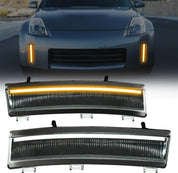 OKSIWA LED Side Marker Lights for Nissan 350Z LCI 2006-2009, Front Bumper Reflector Side Marker with DRL & Turn Signals, Left & Right Side