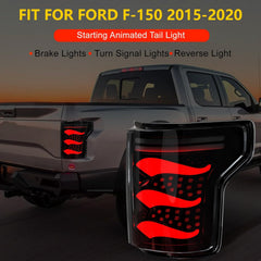 Animated Sequential Smoked LED Tail Lights for 2015-2020 Ford F150 Plug & Play-3