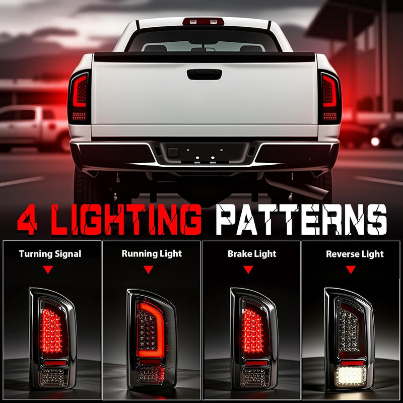 Smoked LED Tail Lights for 2007-2008 Dodge Ram 1500 & 2007-2009 Ram 2500 3500 Plug & Play-2