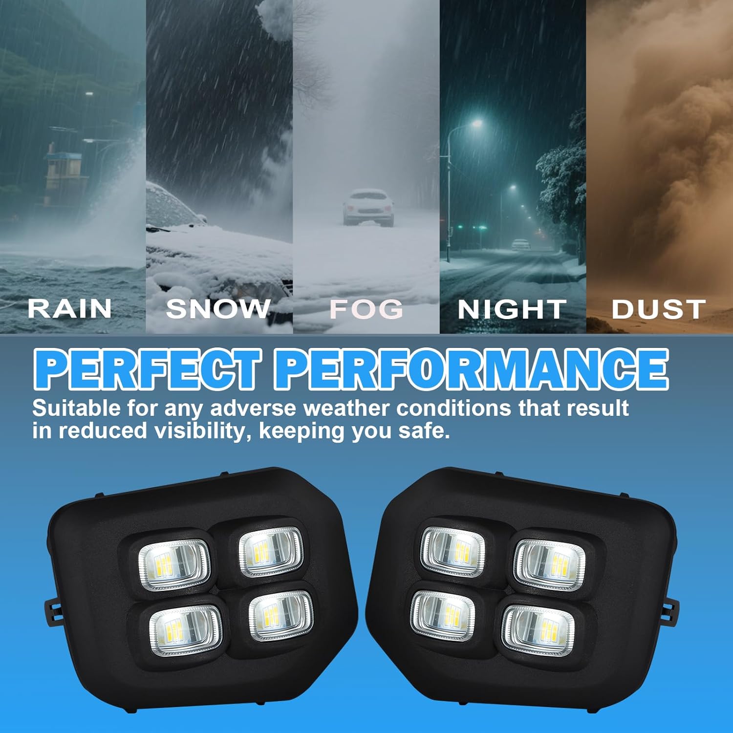 OKSIWA LED 4 eyes Fog Lights Assembly Kit for 2016 2017 2018 2019 2020 2021 2022 2023 Toyota Tacoma(Fits SR,SR5 Model Only), White DRL Fog Light Yellow Turn Signals for Tacoma-6