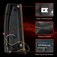 Animated Sequential Transparent-Housing LED Tail Lights for 1988-1998 Chevy GMC C/K Sierra, 92-99 Suburban Yukon, 95-99 Tahoe,Blazer,Cadillac Escalade Plug & Play-4
