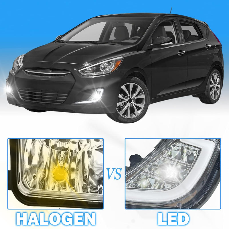 OKSIWA Fit For 2012-2017 Hyundai Accent Fog Lights with DRL and turn signal Full Kit with Switch and Harness (LED Version)-4