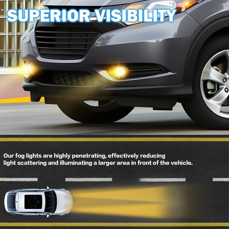 OKSIWA Fog Lights Assembly Compatible With 2015 2016 2017 2018 2019 2020 2021 2022 2023 HR-V/VEZE Front Bumper Driving Fog Lamp Light Kits-2