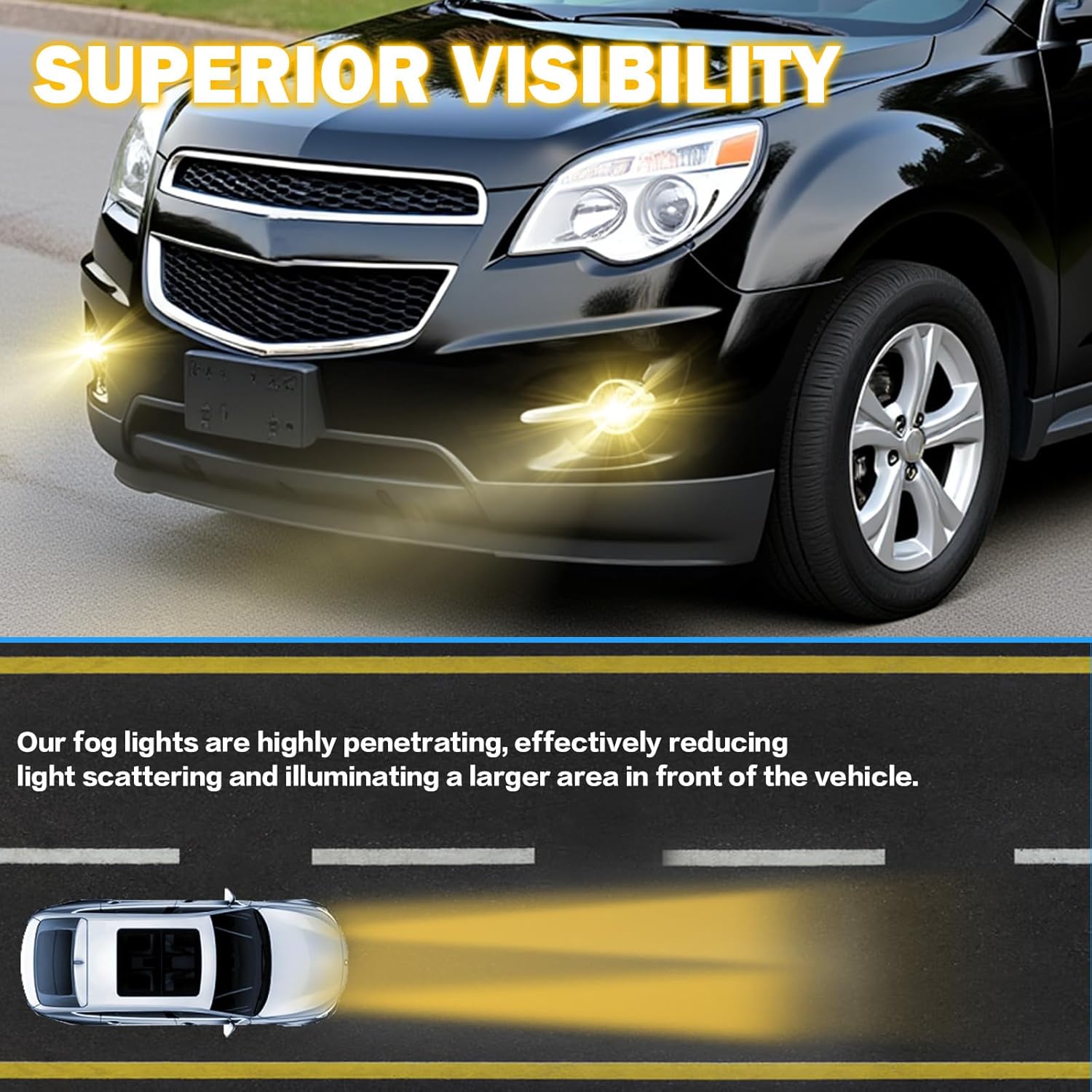OKSIWA Fog Lights Replacement for 2010 2011 2012 2013 2014 2015 2016 Equinox with H11 12V 35W Halogen Bulbs & Wiring Harness Kit (Clear Lens)-2