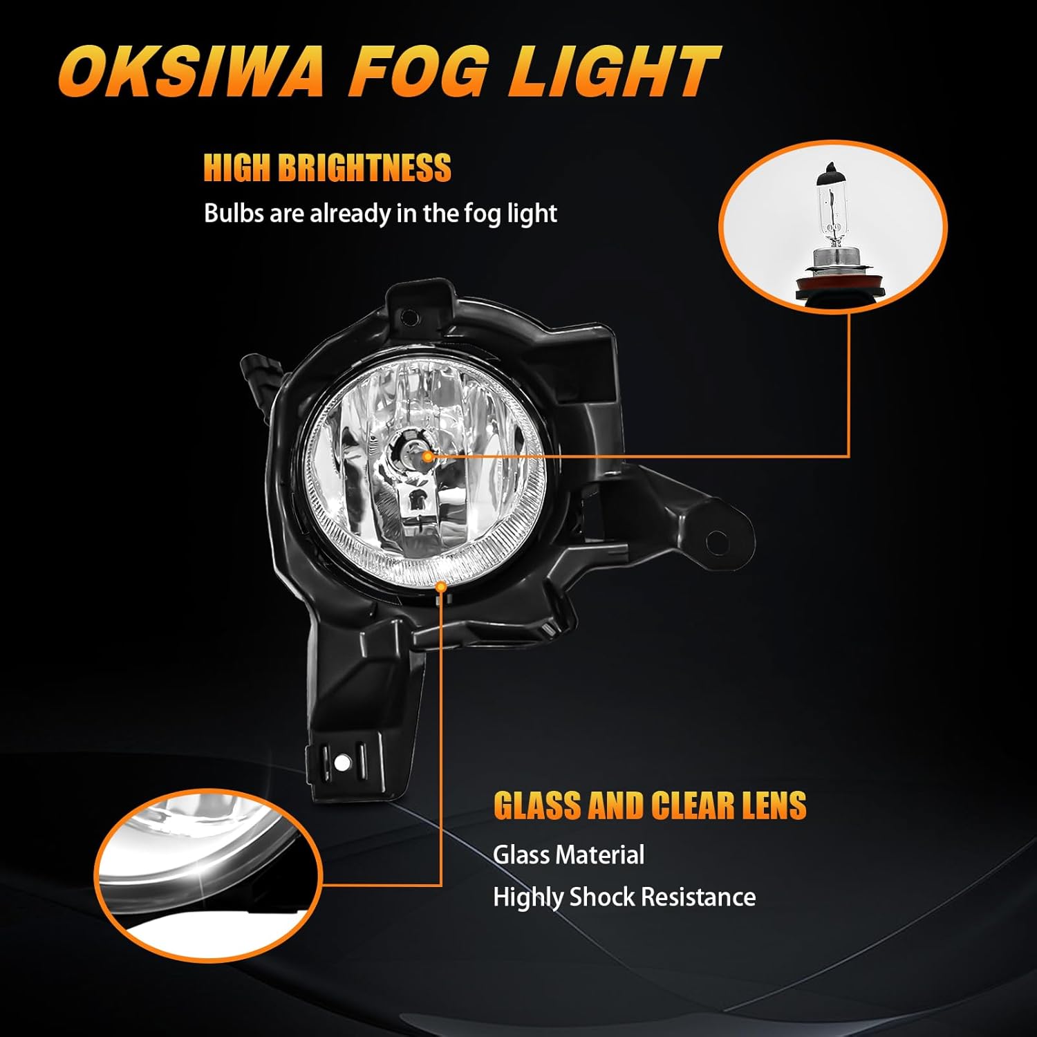 OKSIWA Halogen Fog Lights For 2013 2014 2015 Toyota RAV4, Front Bumper Fog Lamps Replacement with Wiring Harness,Easy to Install-5