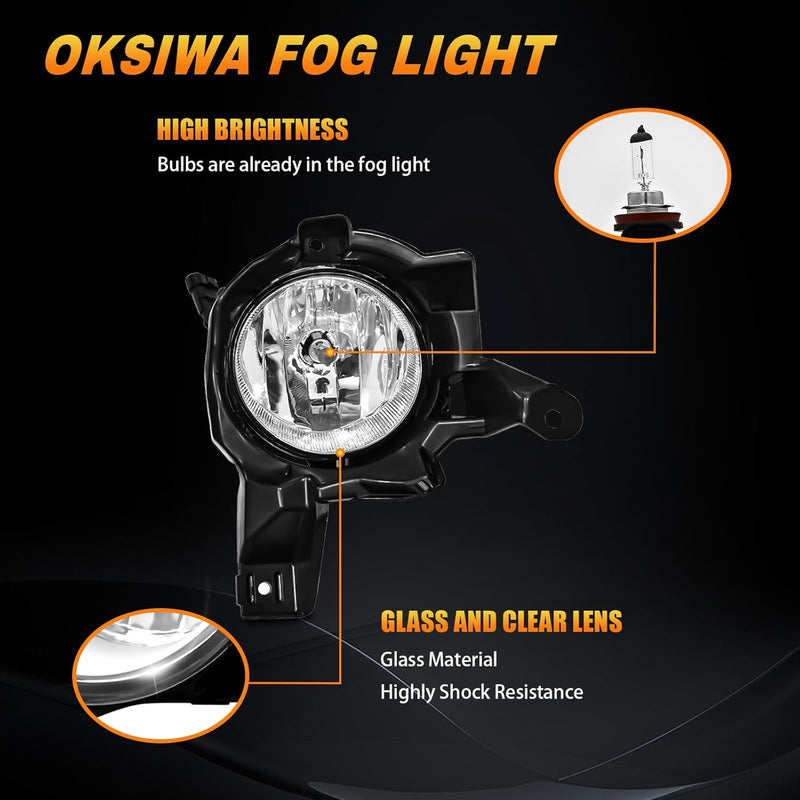 OKSIWA Halogen Fog Lights For 2013 2014 2015 Toyota RAV4, Front Bumper Fog Lamps Replacement with Wiring Harness,Easy to Install-5