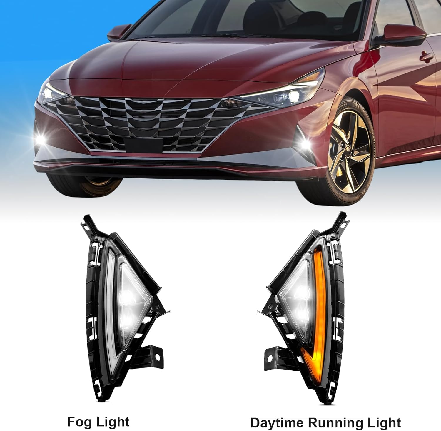 OKSIWA LED Fog Lights Compatible with 2022-2024 Hyundai Elantra with DRL Turn Signals Fog Lamps Assemblies w/Switch and Wiring Harness-3