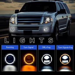 OKSIWA Led Fog Lights with DRL Comaptible with Ford Expedition 2007 2008 2009 2010 2011 2012 2013 2014, Compatible with 2008-2011 Ford Ranger, Upgrade and Modified 1 Pair Led Fog Lamp, Fog Light Assembly-2