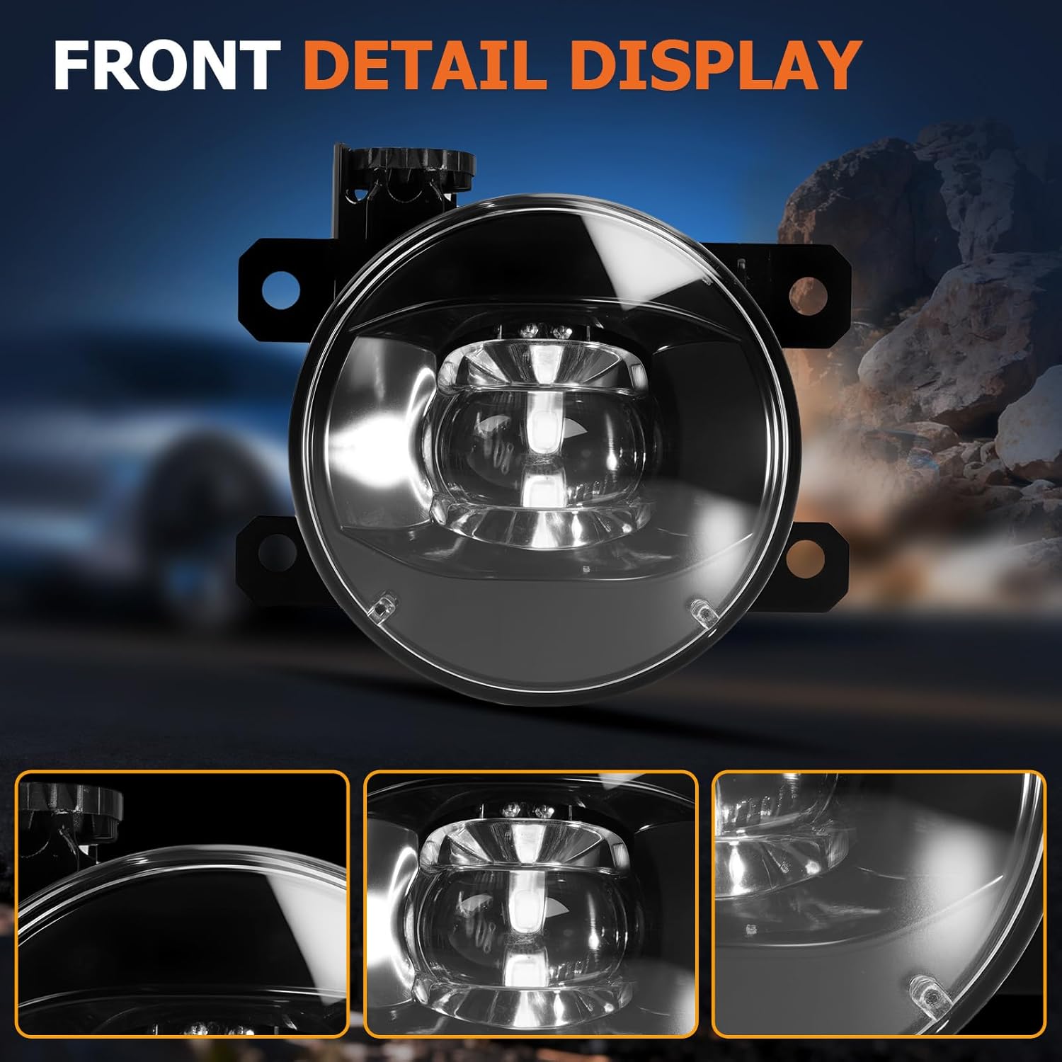 OKSIWA LED Fog Lights Assembly Compatible With 2005-2014 Xterra/2010-2017 Frontier Front Bumper Lamps With Switch Harness and Wiring Kit Clear Lens 1 Pair-3
