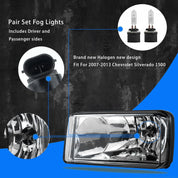 OKSIWA Halogen Fog Lights for 2007-2015 Chevy Silverado, Suburban, Tahoe, 2007-2013 Avalanche, Pick Up Truck Fog Lamp Replacement with Fog Wiring Harness Switch