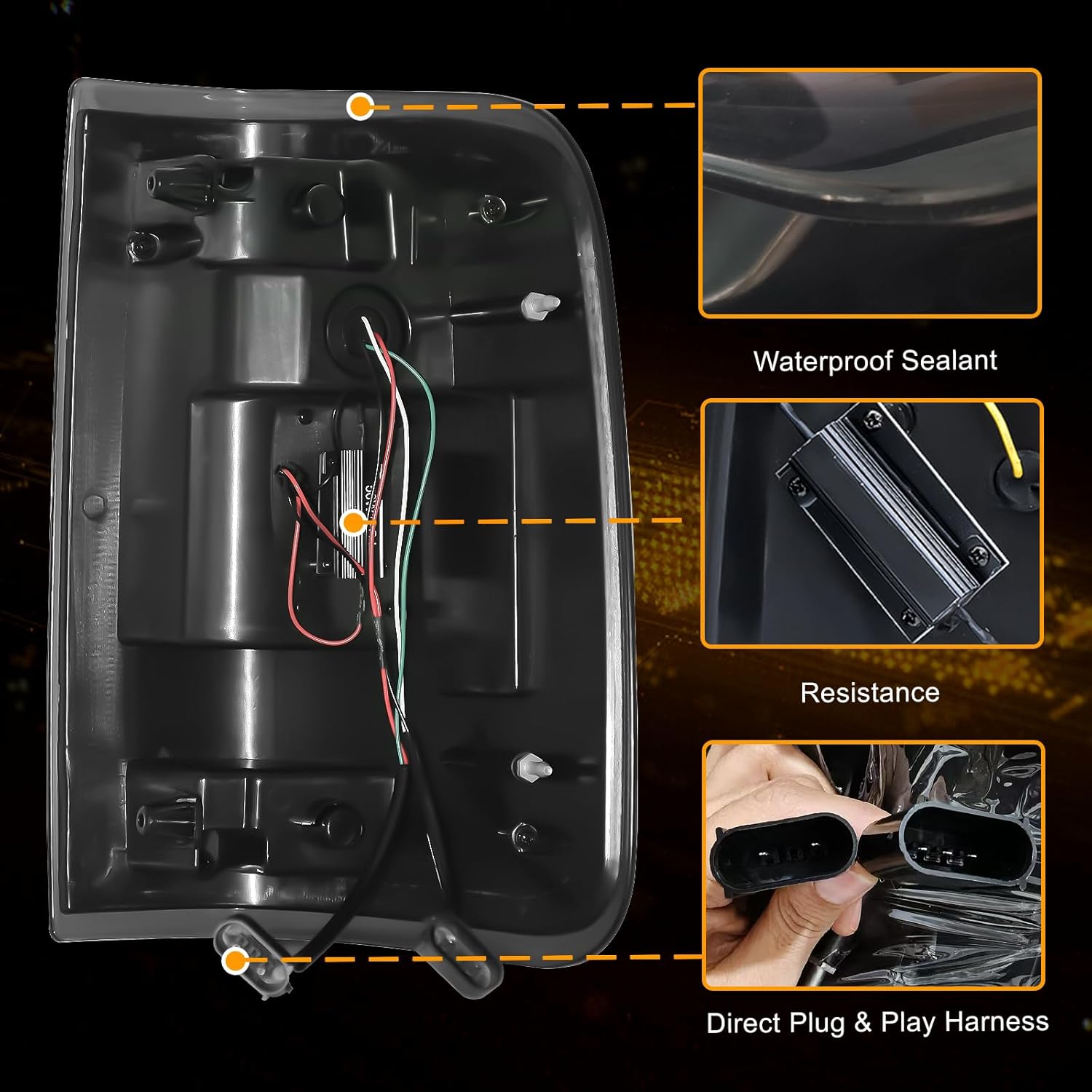 OKSIWA Full Led Tail Lights Compatible with Ford F150 2004 2005 2006 2007 2008 Starting Animated, Dynamic Turn Signal, Brake Light, Reverse Light Smoked Rear Light Assembly, Tail Lamps