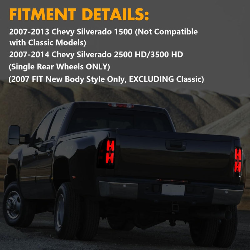 OKSIWA Sequential LED Tail Light for 2007-2013 Chevy Silverado 1500 2500HD 3500HD,With Start-Up Animation, Unique Attractive Appearance Design,Turn Signal,Smoked Lens Rear Light,Break,Reverse Light-3
