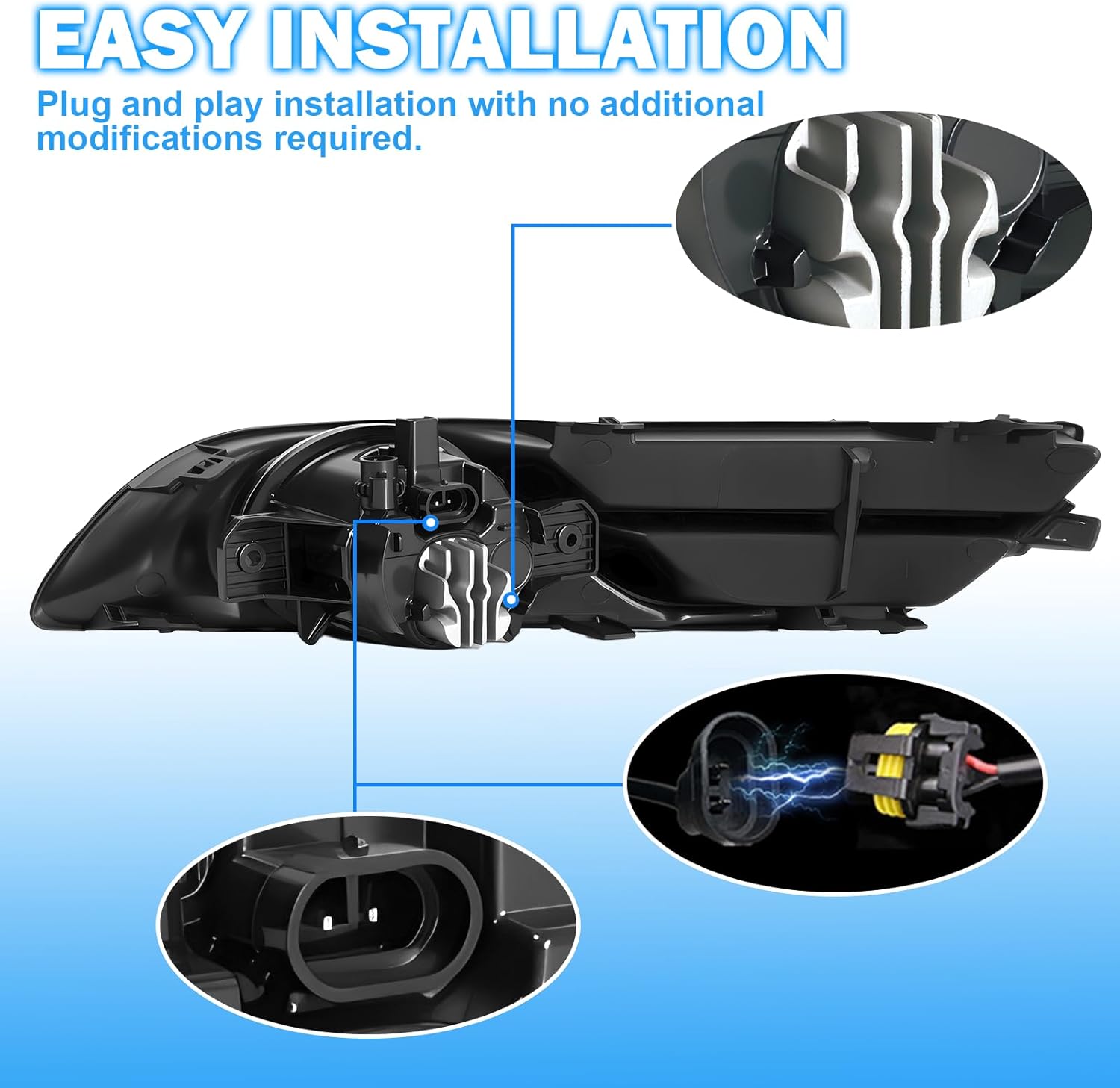 OKSIWA LED Fog Lights Assemblies Compatible With 2013 2014 2015 Nissan Sentra Clear Lens Front Bumper Fog Lights-4
