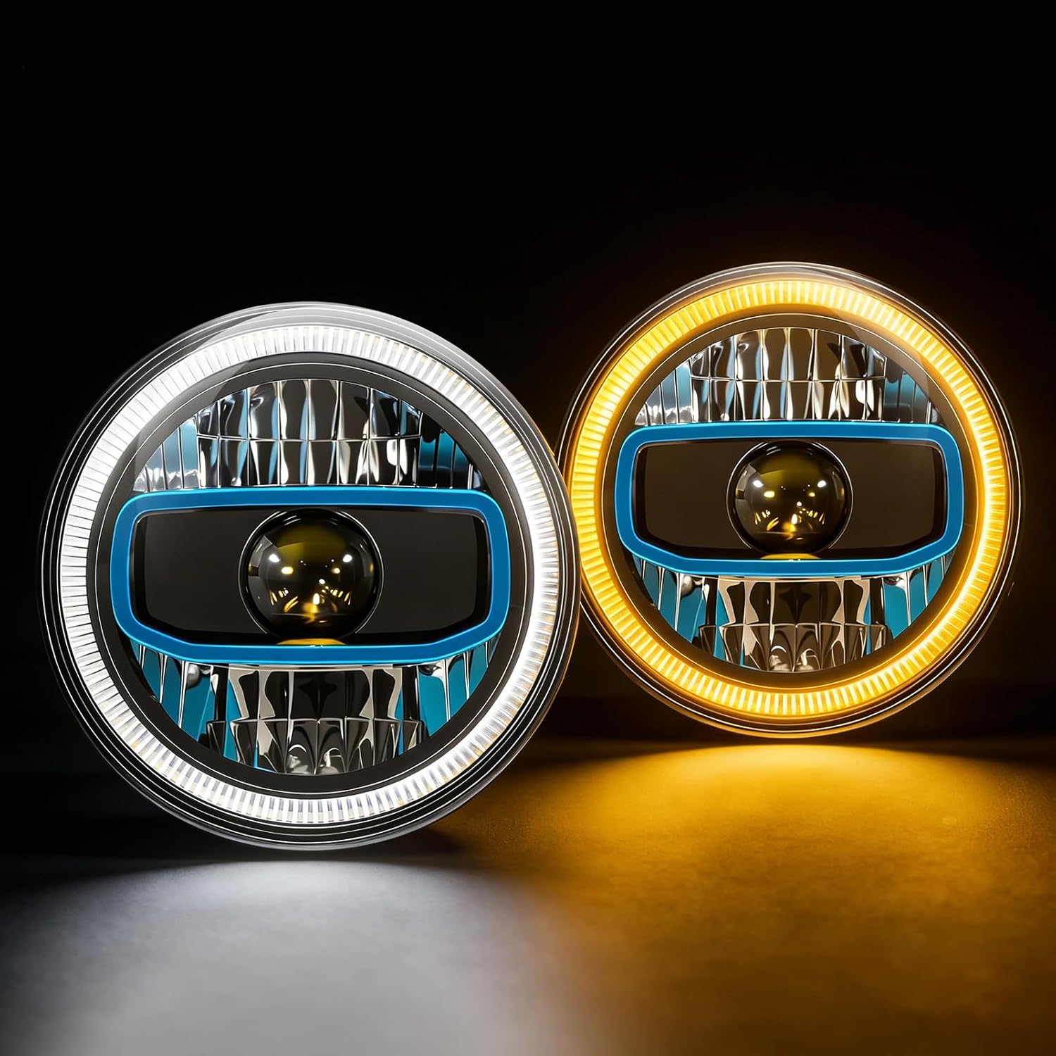 7" Halo LED Headlights with Sequential Turn Signal & DRL for 1976-2017 Jeep Wrangler CJ/TJ/JK-9