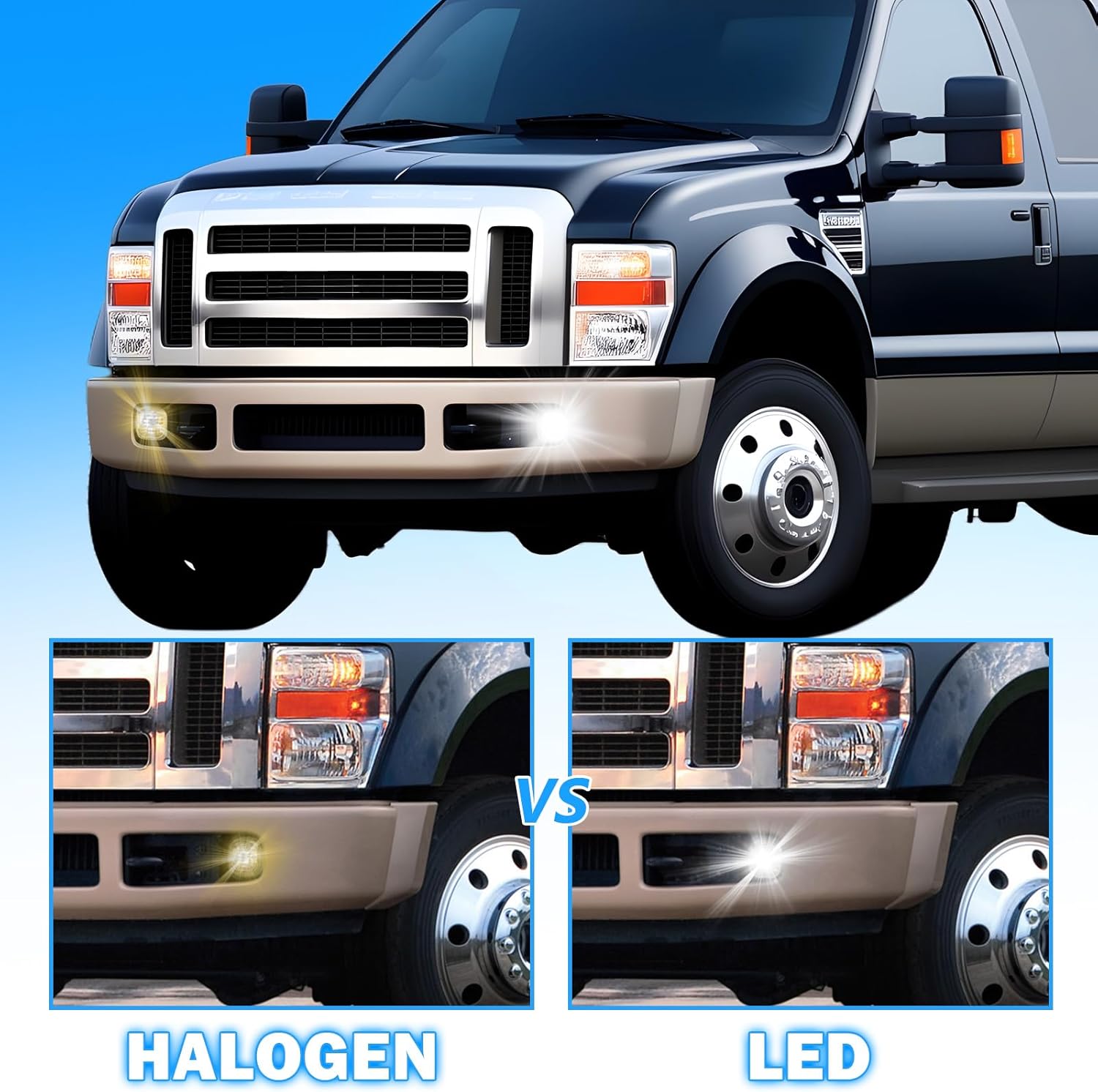 OKSIWA LED Fog Lights Assembly Compatible With 2005 2006 2007 Ford F250 F350 F450 F550 Super Duty,2005 Excursion Front Bumper Driving Fog Lamp Kits-3