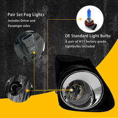 OKSIWA Fog Lights Fit For Corolla 2011 2012 2013 Fog Lamps Assembly 2PCS With Chrome Bezels Switch and Wiring Kit-3