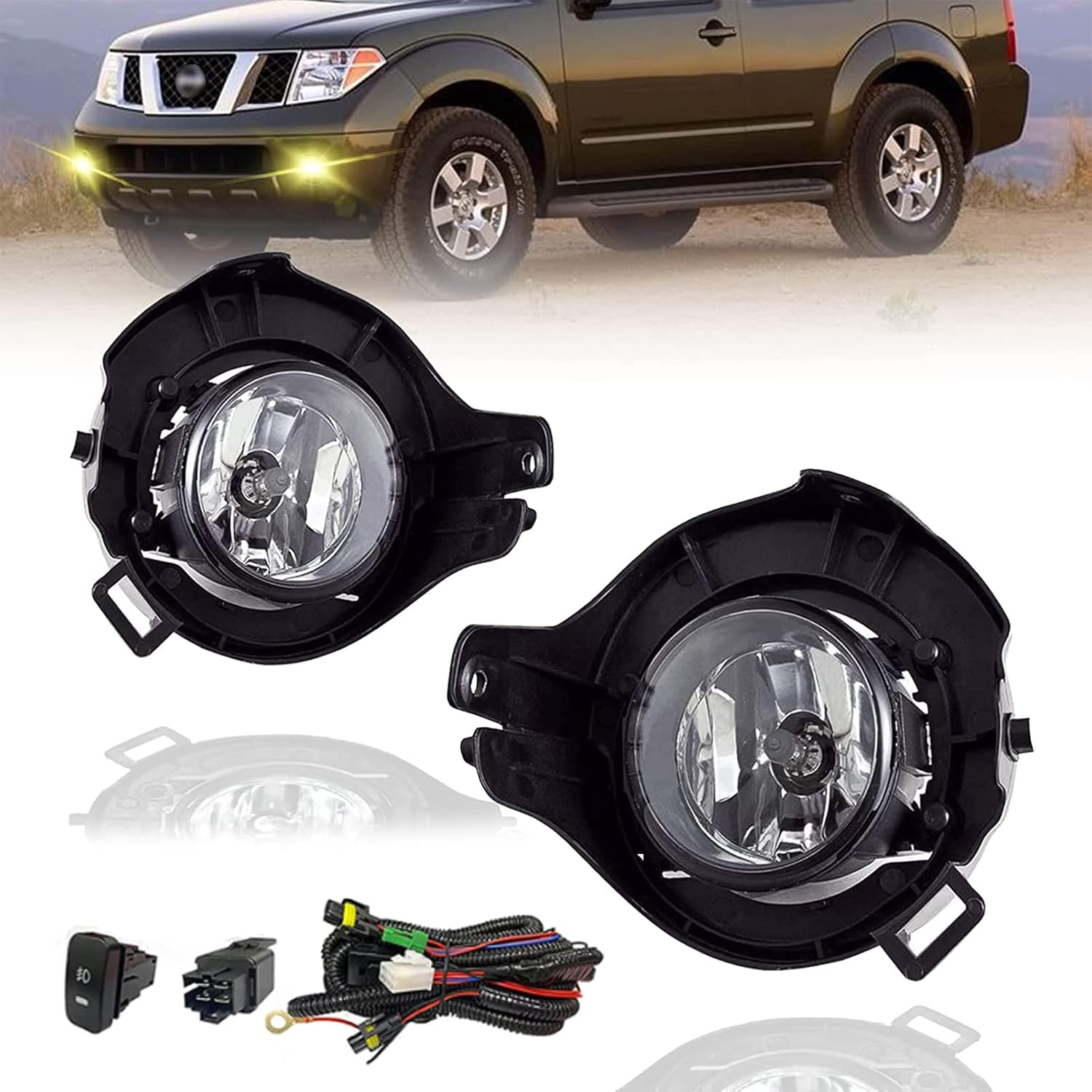 OKSIWA Fog Lights for 2005-2009 Nissan Frontier(w/Painted Bumper)/ 2005-2012 Nissan Pathfinder(w/Painted Bumper), 1 Pair Front Bumper Driving Fog Lamps With Harness Kit(12V 55W H11 Bulbs)