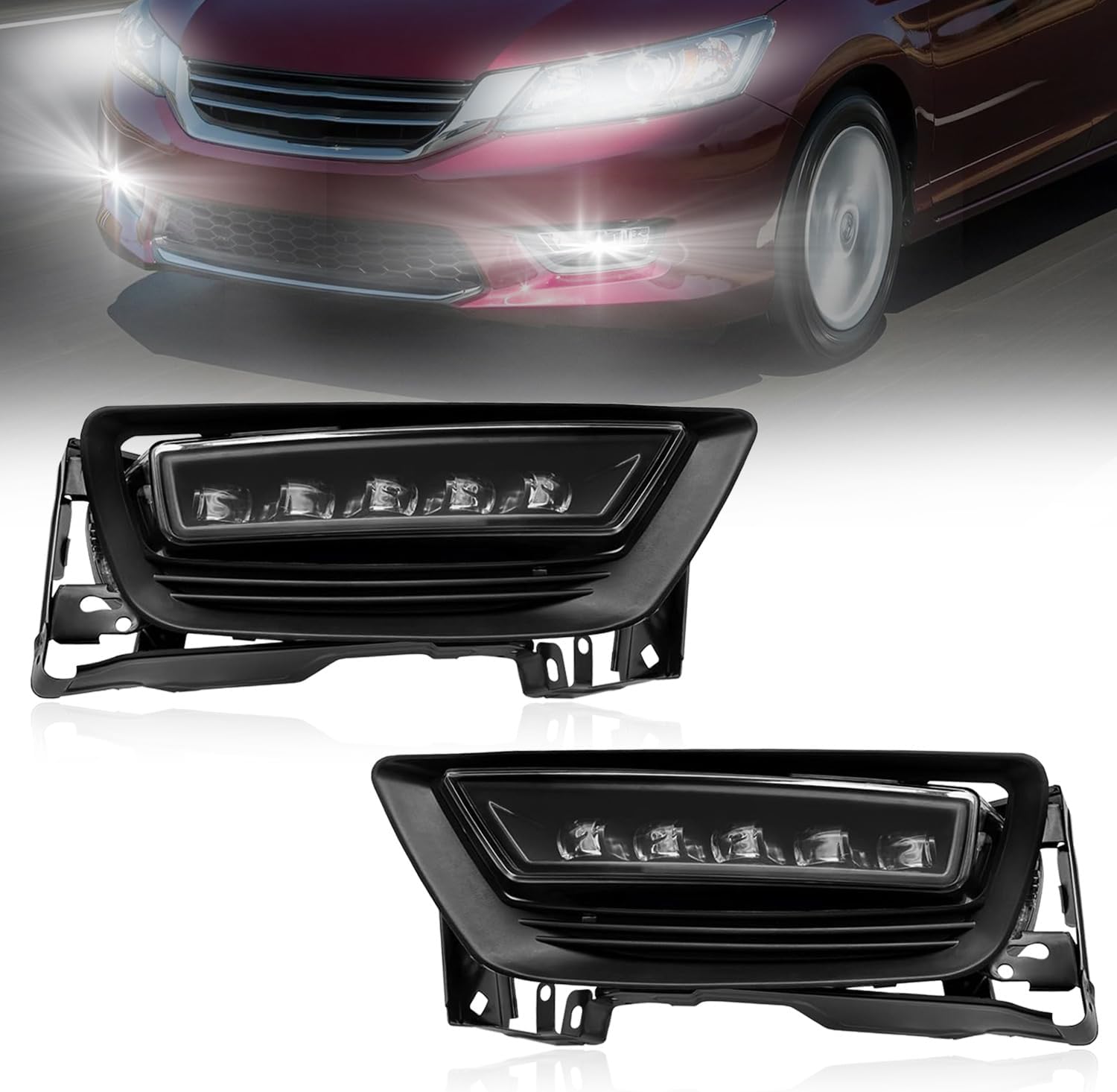 OKSIWA LED Fog Light for 2013-2015 Honda Accord Sedan, Front Bumper Driving Light Kit, Fog Lamp Assembly Replacement with Wiring Harness, Switch,Plug and Play-1