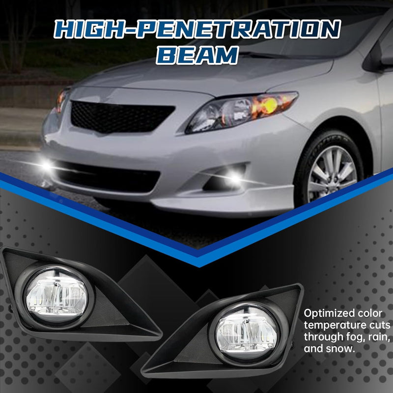 OKSIWA Led Fog Lights Fit for 2008 2009 2010 Toyota Corolla/Altis, 1 Pair Front Bumper Driving Fog Lamps with Switch and Wiring Harness- Clear Lens-3