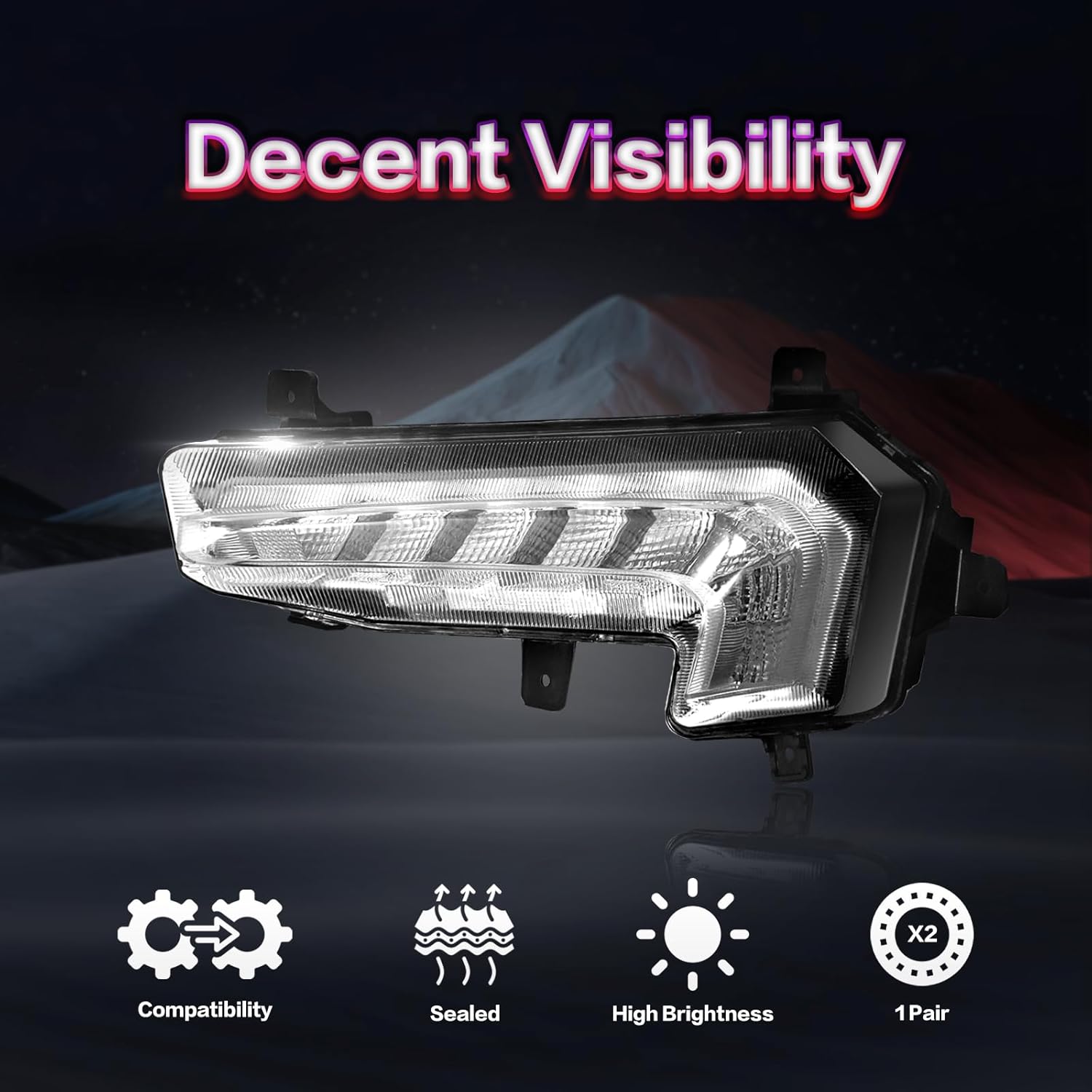OKSIWA LED Fog Light for 2016 2017 2018 Chevy Malibu, Front Fog Lamps Clear Lens Replacement Kit, Driver Side
