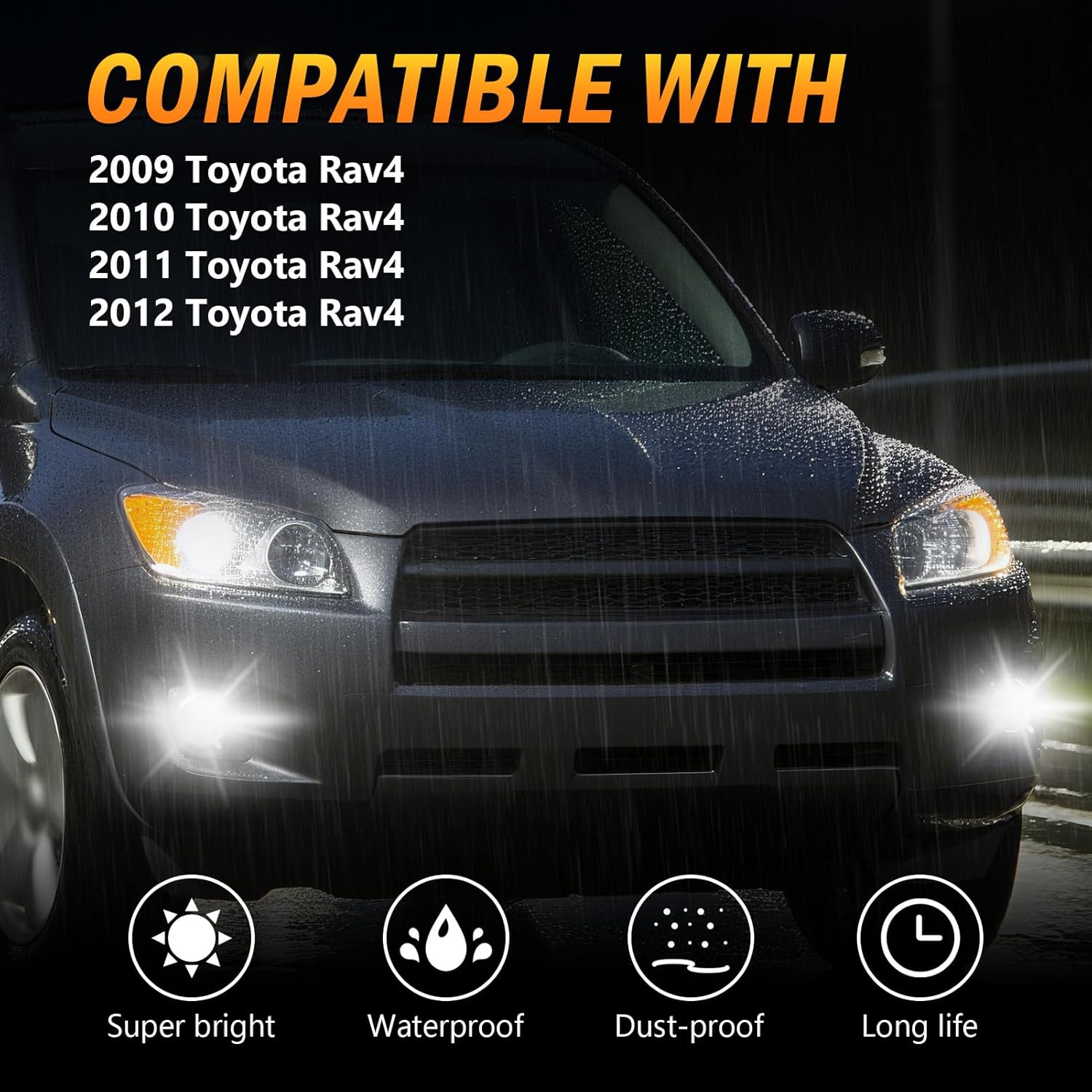 OKSIWA LED Fog Lights for 2009 2010 2011 2012 Toyota Rav4,1 Pair Front Driving Fog Lamps Kits with Wiring Harness Switch,Clear Lens-3
